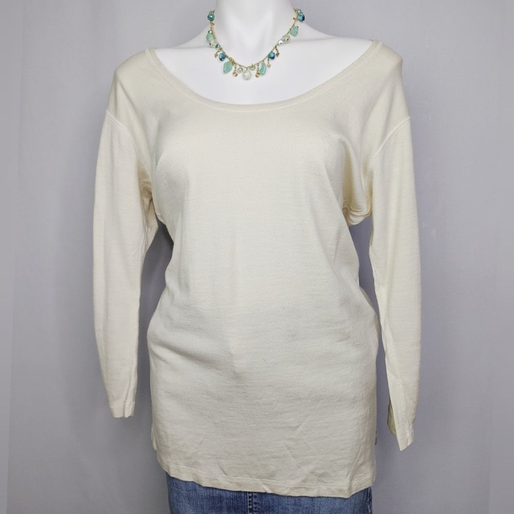 Monte Carlo Cream 3/4 Sleeve 100% Wool Shirt Sz 44